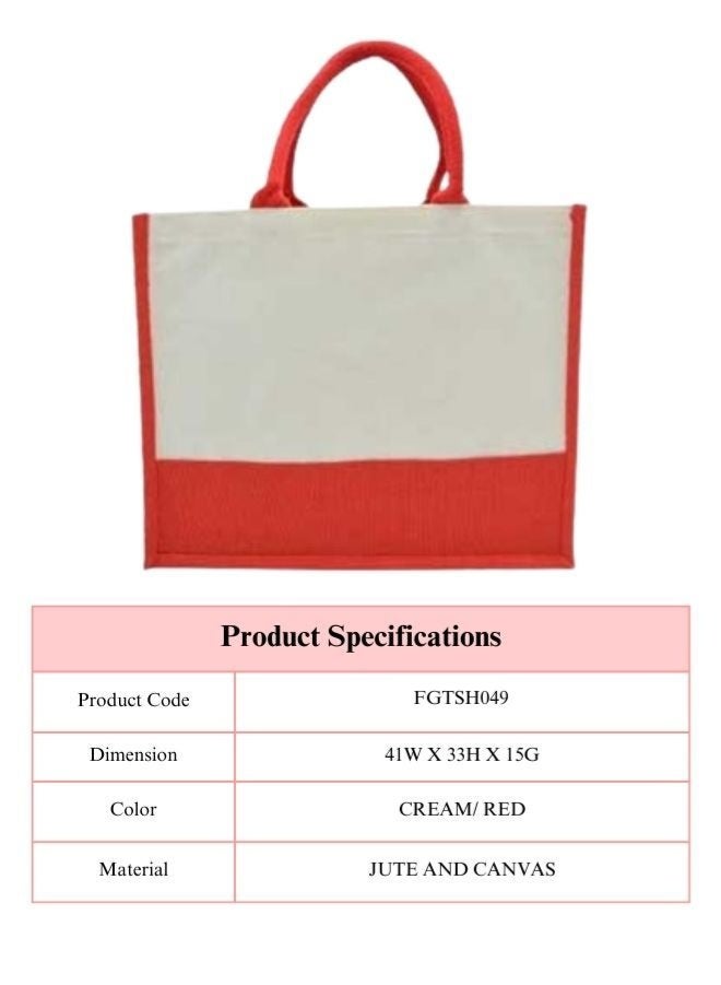 Fatio Set of 10 Jute Bags with Cream Canvas – Eco-Friendly Reusable Tote Bags - Image 4